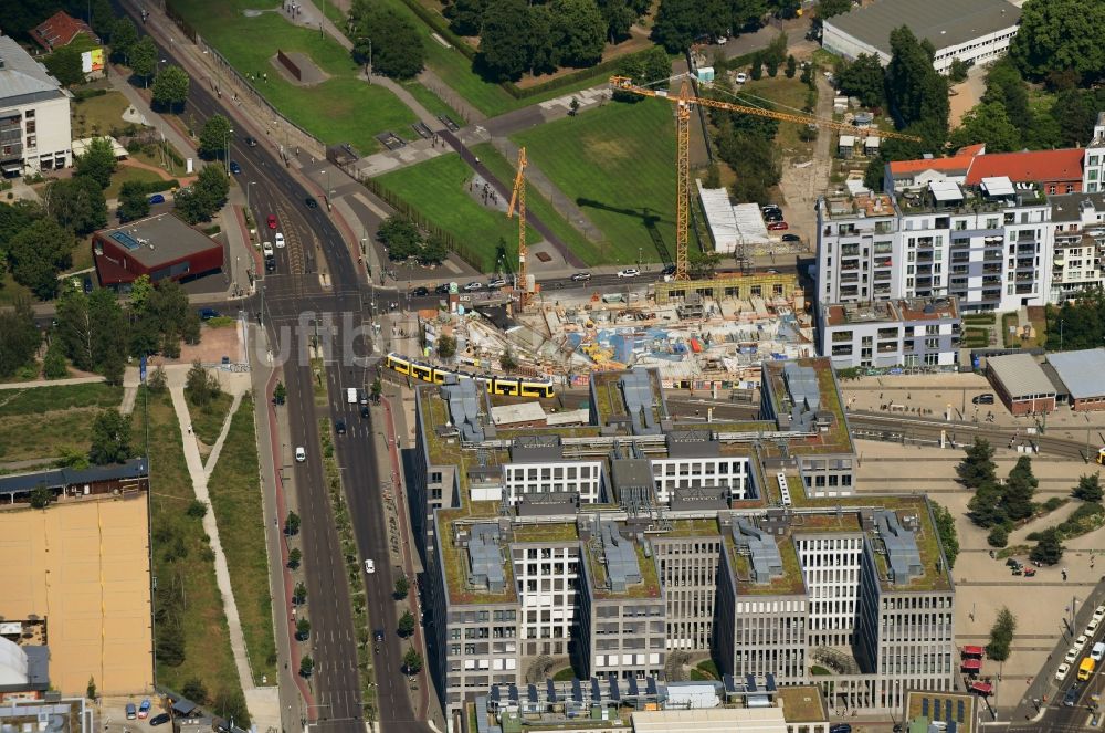 Luftbild Berlin - Baustelle zum Neubau einer Mehrfamilienhaus-Wohnanlage Quartier am Nordbahnhof im Ortsteil Mitte in Berlin, Deutschland