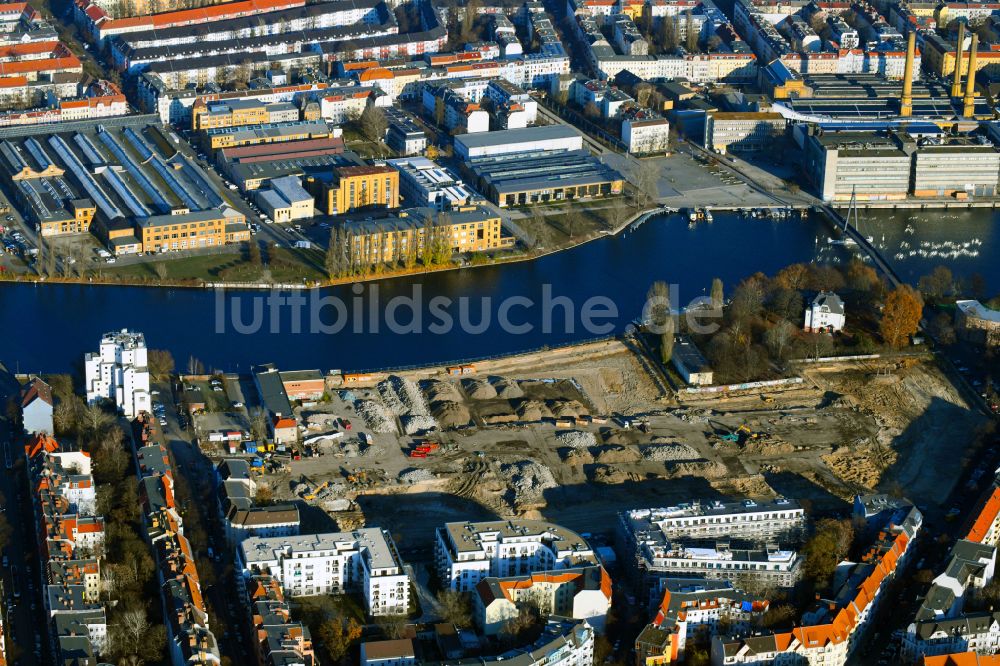 Berlin aus der Vogelperspektive: Baustelle zum Neubau einer Mehrfamilienhaus-Wohnanlage Quartier WOHNWERK in Berlin, Deutschland