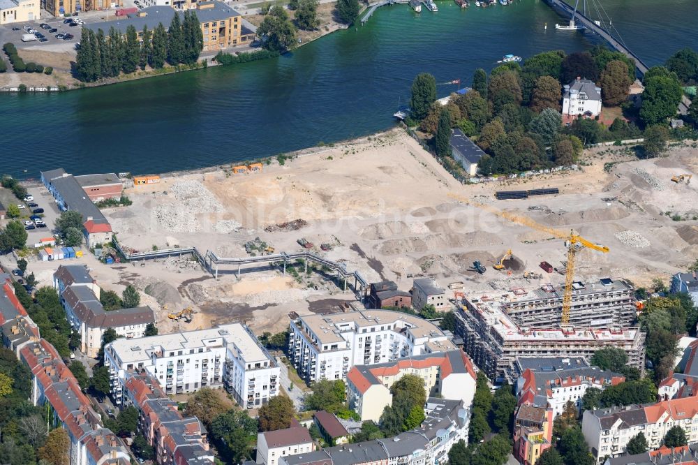 Luftbild Berlin - Baustelle zum Neubau einer Mehrfamilienhaus-Wohnanlage Quartier WOHNWERK im Ortsteil Schöneweide in Berlin, Deutschland