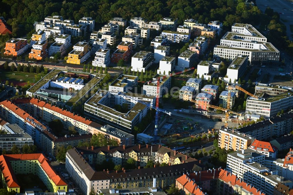 Luftbild München - Baustelle zum Neubau einer Mehrfamilienhaus-Wohnanlage MK6 - Radlkoferstraße im Ortsteil Sendling in München im Bundesland Bayern, Deutschland