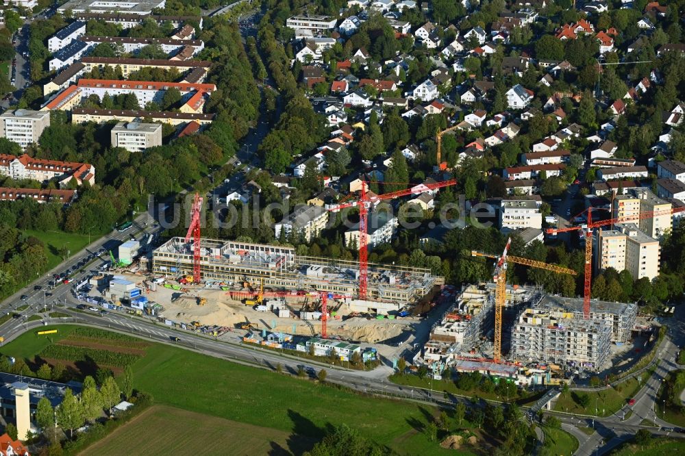 Luftbild Neuried - Baustelle zum Neubau einer Mehrfamilienhaus-Wohnanlage Südlage in Neuried im Bundesland Bayern, Deutschland