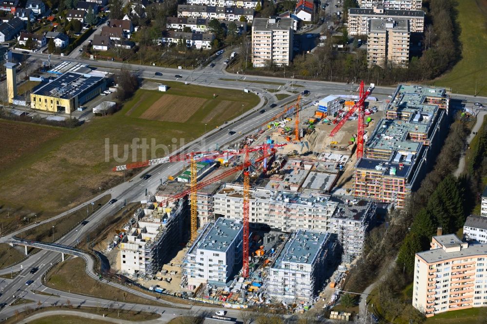 Luftaufnahme Neuried - Baustelle zum Neubau einer Mehrfamilienhaus-Wohnanlage Südlage in Neuried im Bundesland Bayern, Deutschland