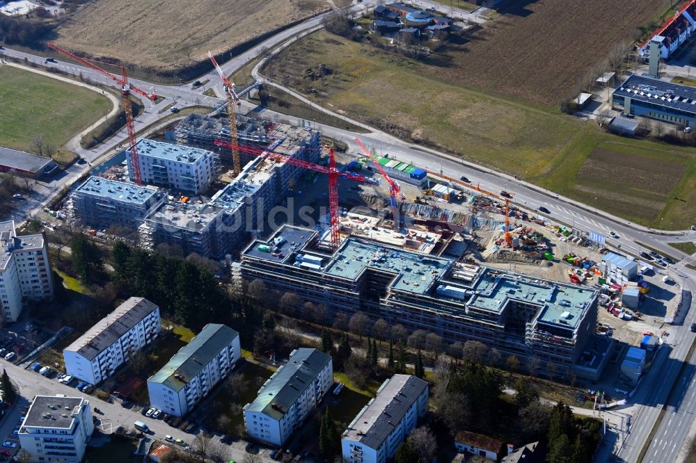 Luftbild Neuried - Baustelle zum Neubau einer Mehrfamilienhaus-Wohnanlage Südlage in Neuried im Bundesland Bayern, Deutschland