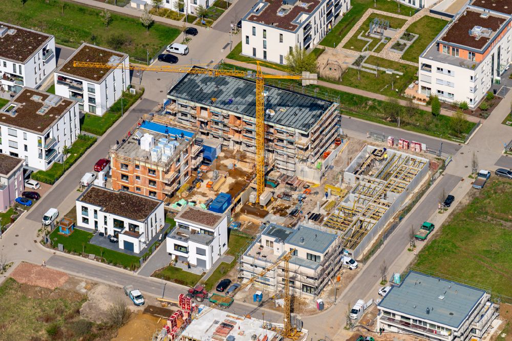 Luftbild Offenburg - Baustelle zum Neubau einer Mehrfamilienhaus-Wohnanlage Im Seidenfaden in Offenburg im Bundesland Baden-Württemberg, Deutschland