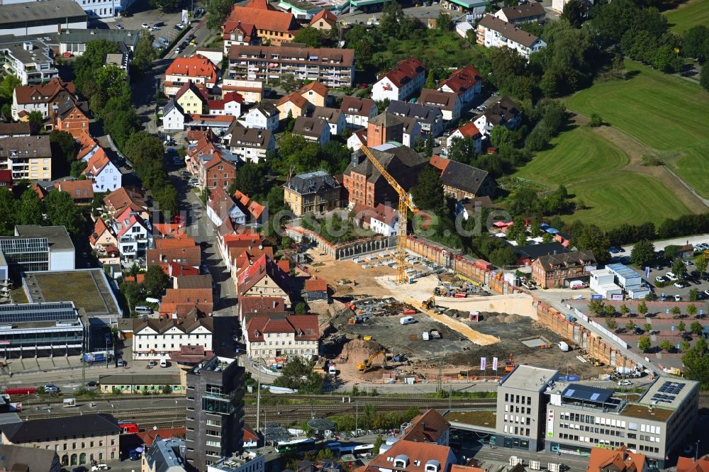 Luftbild Schorndorf - Baustelle zum Neubau einer Mehrfamilienhaus-Wohnanlage S'LEDERER in Schorndorf im Bundesland Baden-Württemberg, Deutschland