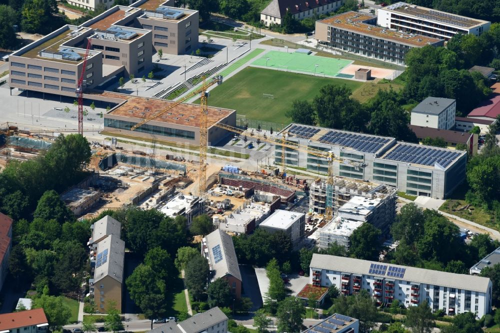 Luftbild Regensburg - Baustelle zum Neubau einer Mehrfamilienhaus-Wohnanlage der Stadtbau-GmbH an der Lore-Kullmer-Straße in Regensburg im Bundesland Bayern, Deutschland
