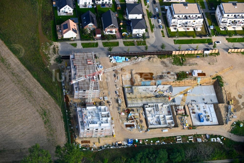 Luftbild Schönefeld - Baustelle zum Neubau einer Mehrfamilienhaus-Wohnanlage Stadthäuser am Park in Schönefeld im Bundesland Brandenburg, Deutschland