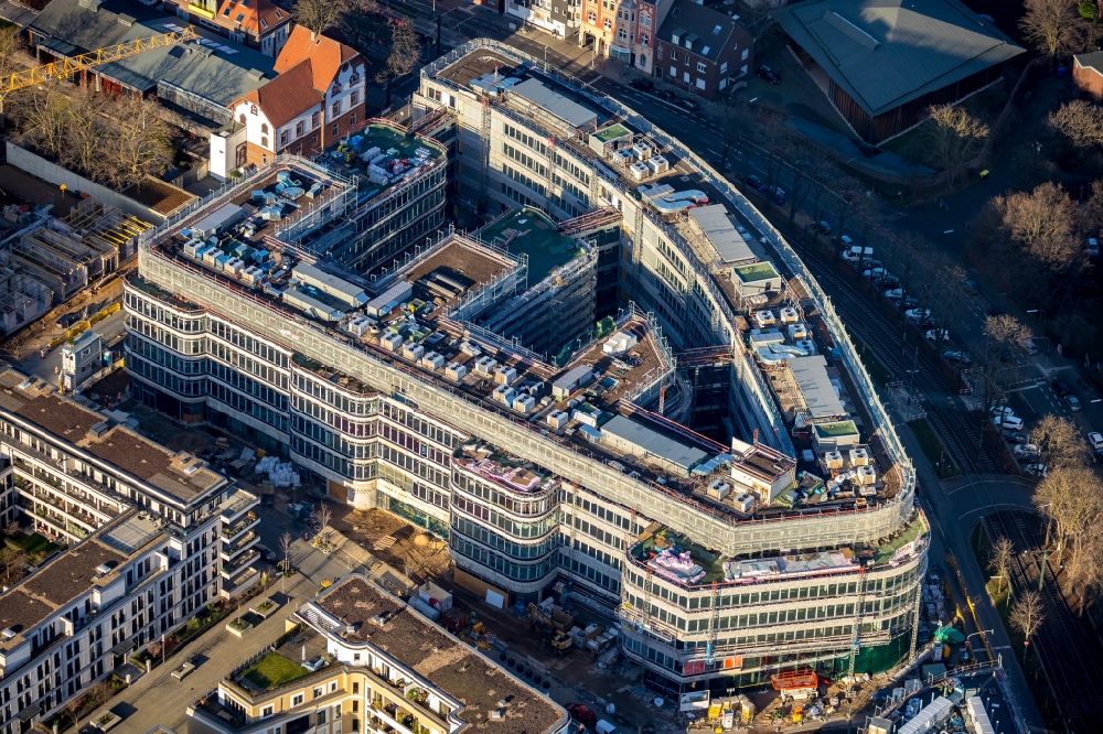 Luftbild Düsseldorf - Baustelle zum Neubau einer Mehrfamilienhaus-Wohnanlage im Stadtquartier BelsenPark in Düsseldorf im Bundesland Nordrhein-Westfalen, Deutschland