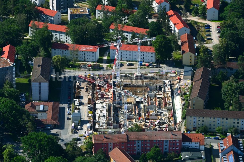 Luftbild Erlangen - Baustelle zum Neubau einer Mehrfamilienhaus-Wohnanlage an der Stitzingstraße in Erlangen im Bundesland Bayern, Deutschland