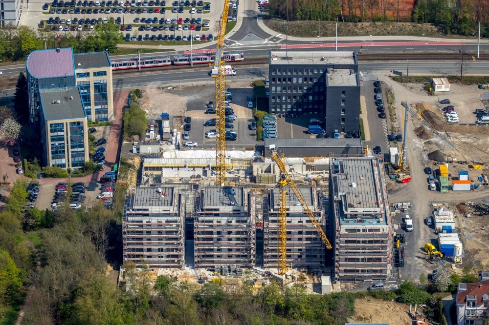 Luftaufnahme Bochum - Baustelle zum Neubau einer Mehrfamilienhaus-Wohnanlage 7 Stones im Ortsteil Wiemelhausen in Bochum im Bundesland Nordrhein-Westfalen, Deutschland