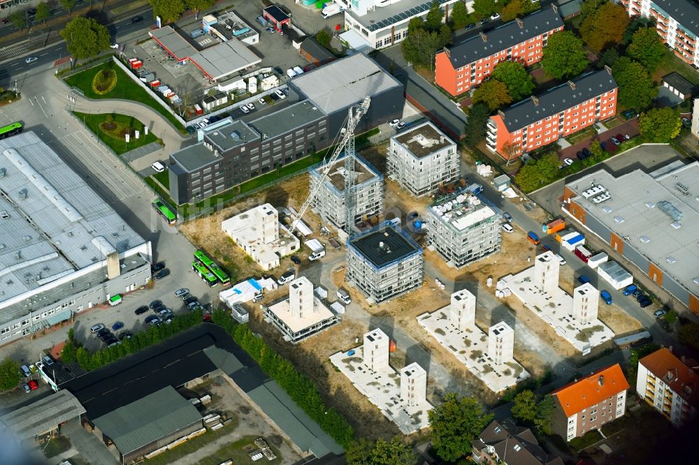 Hannover von oben - Baustelle zum Neubau einer Mehrfamilienhaus-Wohnanlage üstra-Siedlung in Hannover im Bundesland Niedersachsen, Deutschland