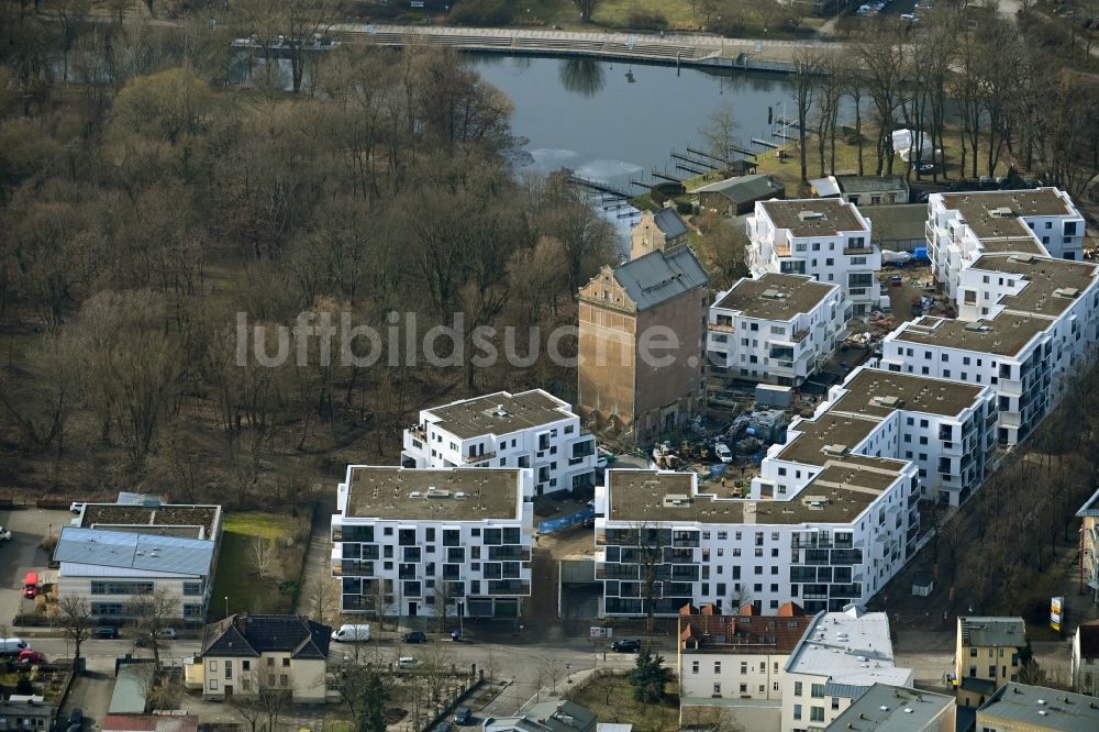 Luftaufnahme Oranienburg - Baustelle zum Neubau einer Mehrfamilienhaus-Wohnanlage der TAS KG in Oranienburg im Bundesland Brandenburg, Deutschland
