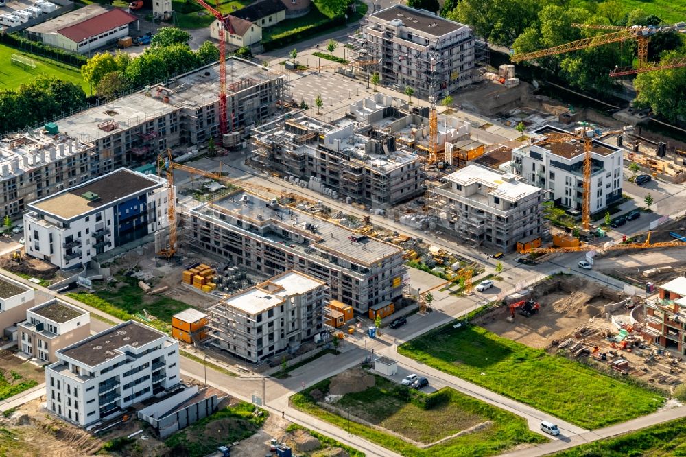 Luftbild Kehl - Baustelle zum Neubau einer Mehrfamilienhaus-Wohnanlage an der Vogesenallee in Kehl im Bundesland Baden-Württemberg, Deutschland