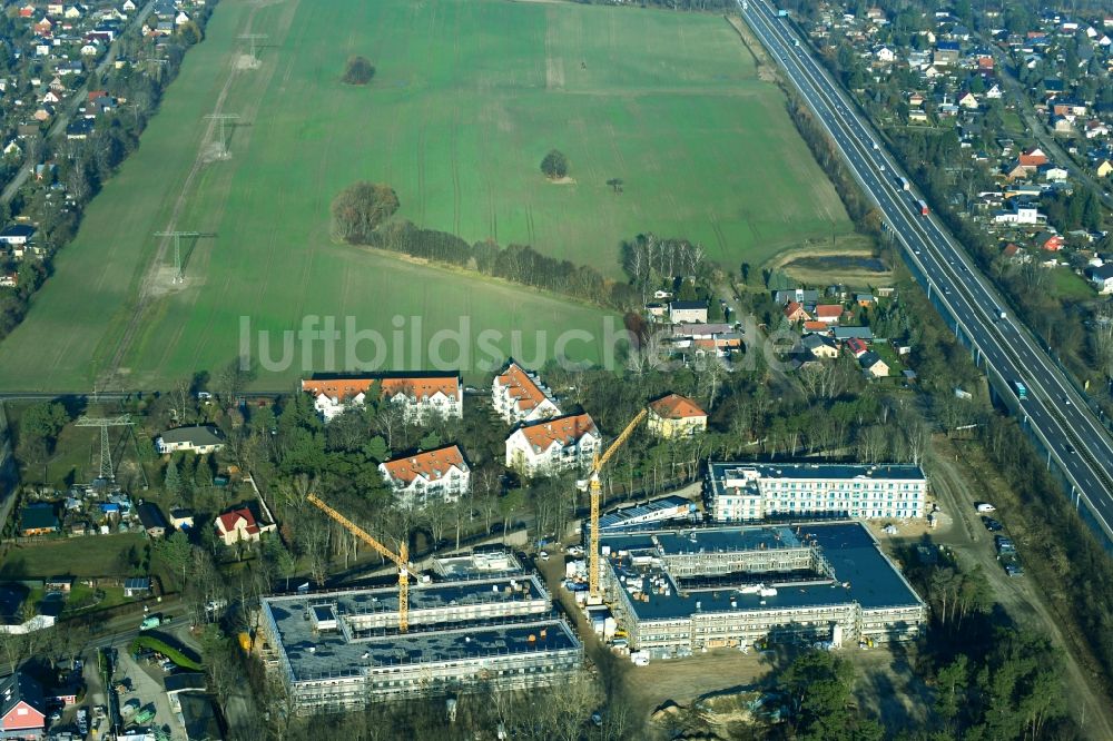 Luftbild Bernau - Baustelle zum Neubau einer Mehrfamilienhaus-Wohnanlage Waldquartier in Bernau im Bundesland Brandenburg, Deutschland