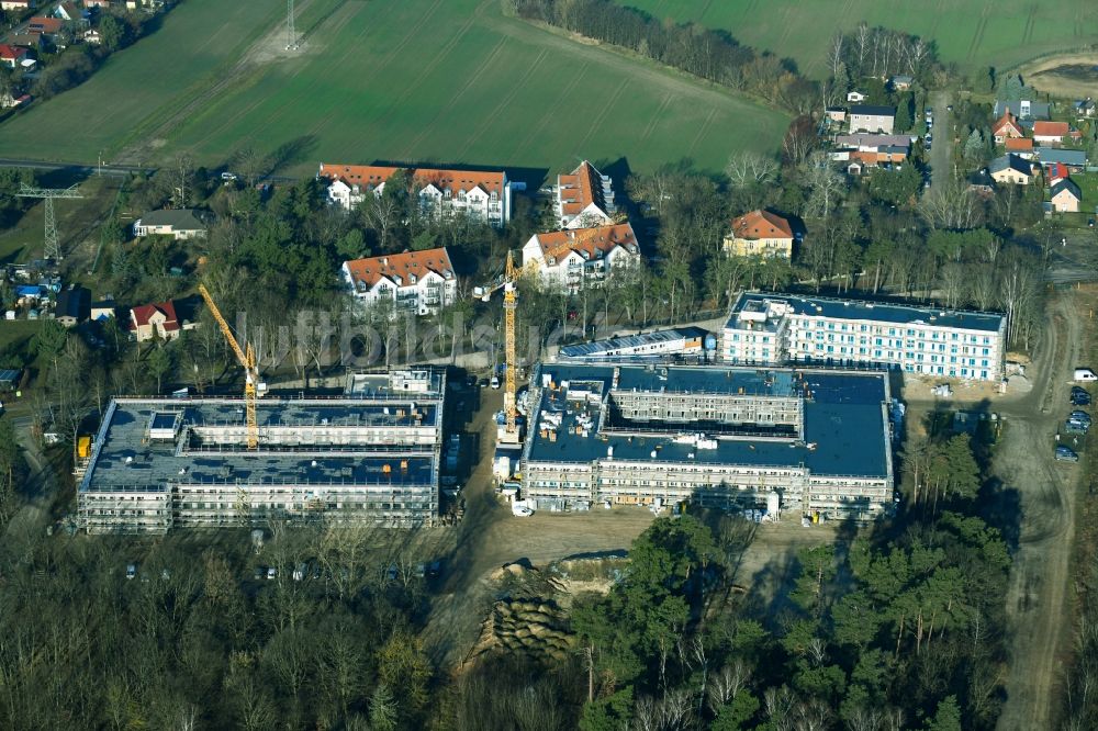 Bernau von oben - Baustelle zum Neubau einer Mehrfamilienhaus-Wohnanlage Waldquartier in Bernau im Bundesland Brandenburg, Deutschland