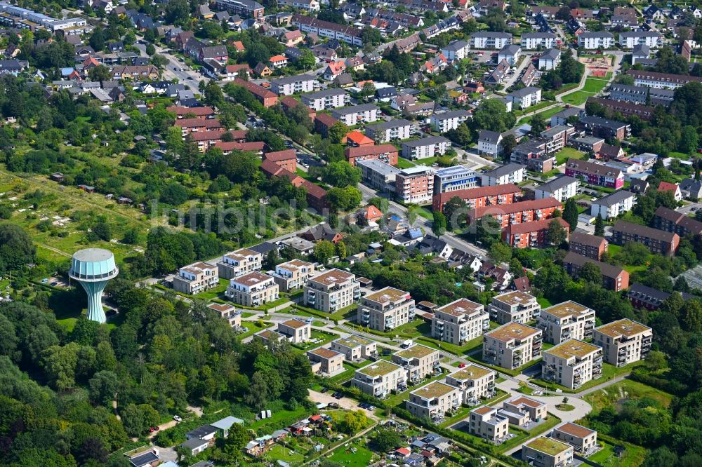 Luftbild Flensburg - Baustelle zum Neubau einer Mehrfamilienhaus-Wohnanlage Am Wasserturm in Flensburg im Bundesland Schleswig-Holstein, Deutschland