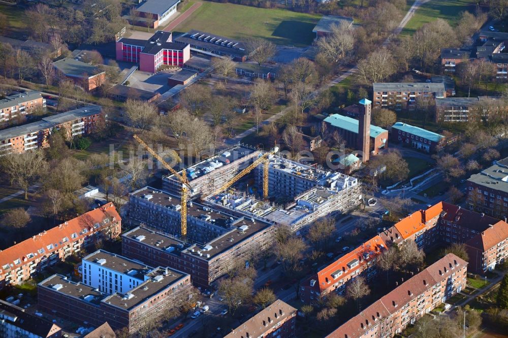Luftbild Hamburg - Baustelle zum Neubau einer Mehrfamilienhaus-Wohnanlage Wohnhöfe Washingtonallee in Hamburg, Deutschland