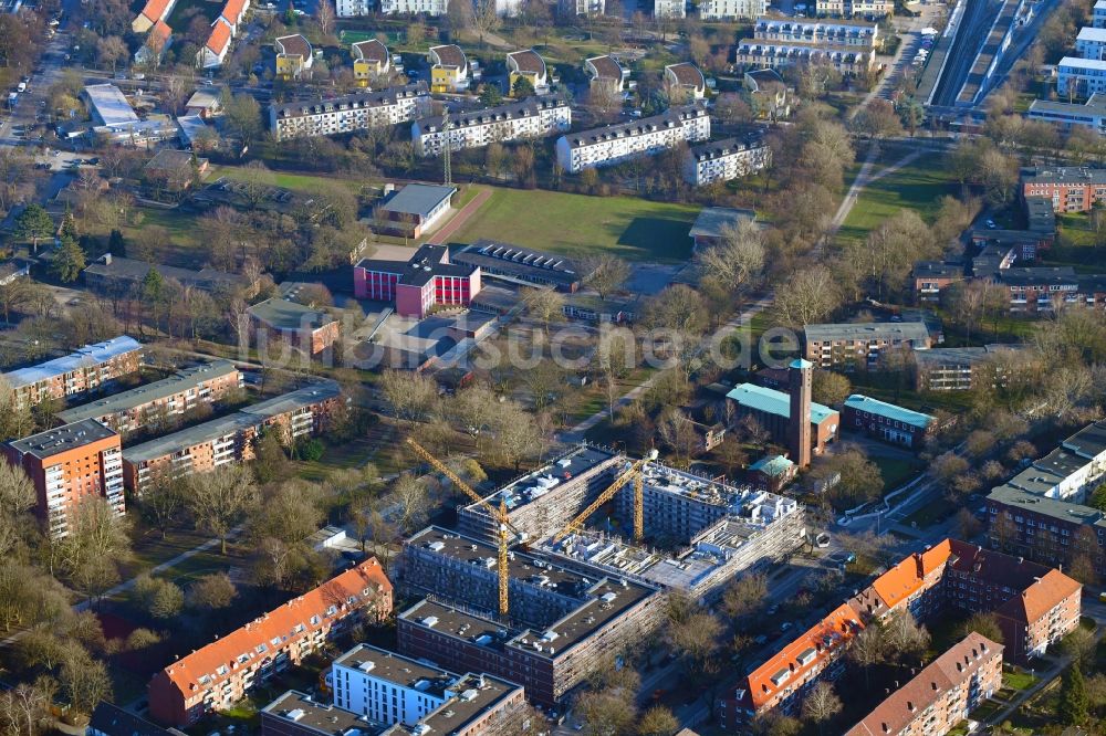 Luftaufnahme Hamburg - Baustelle zum Neubau einer Mehrfamilienhaus-Wohnanlage Wohnhöfe Washingtonallee in Hamburg, Deutschland