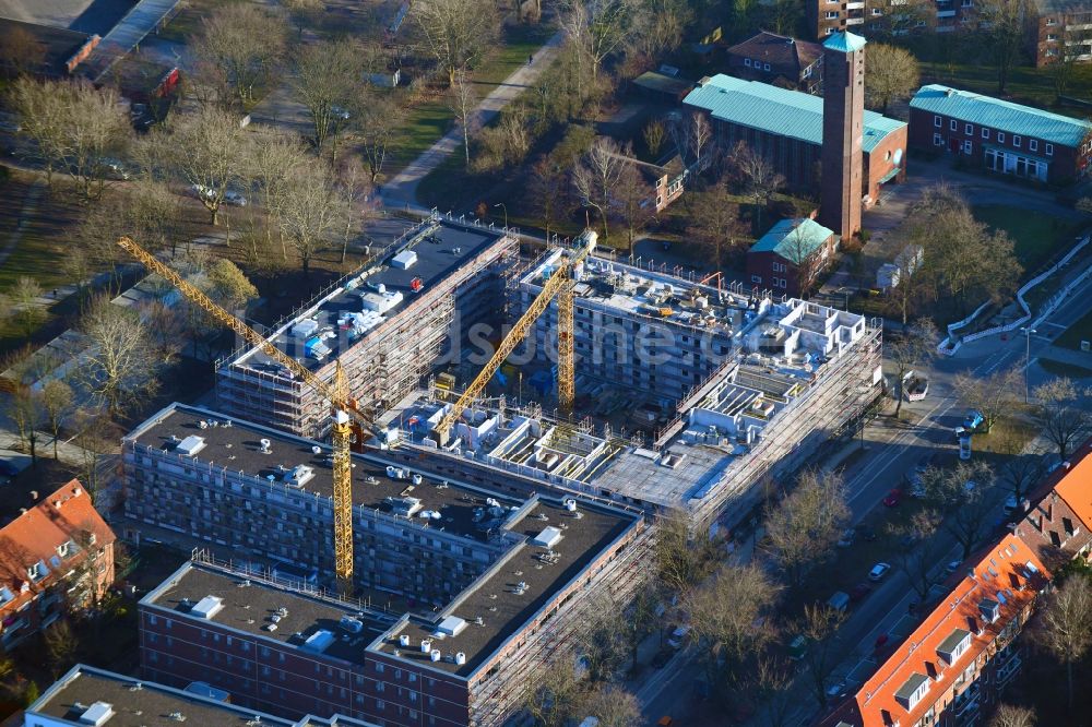Hamburg von oben - Baustelle zum Neubau einer Mehrfamilienhaus-Wohnanlage Wohnhöfe Washingtonallee in Hamburg, Deutschland