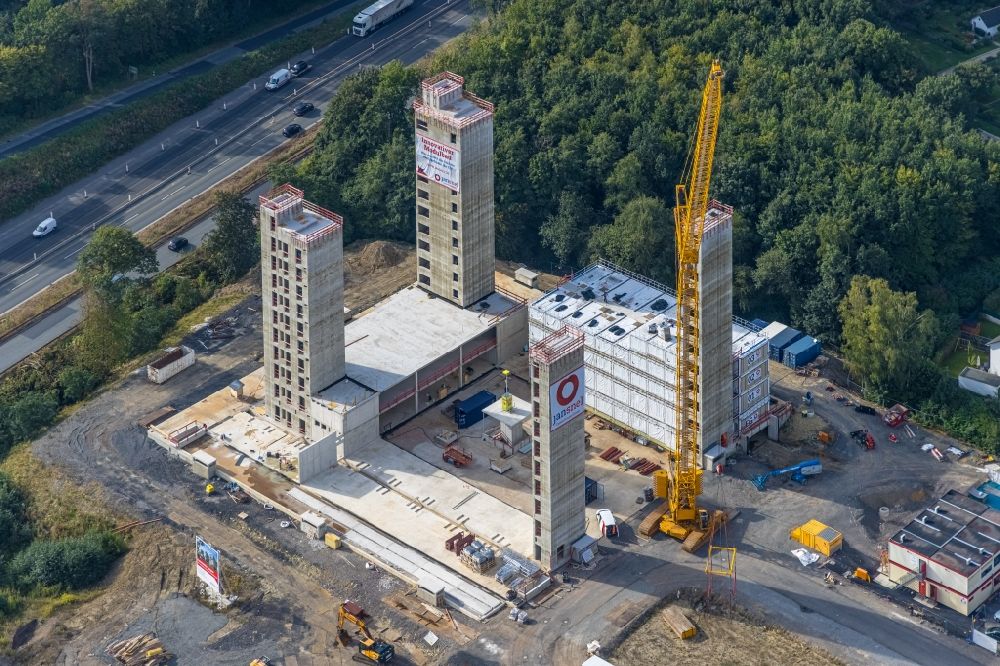 Luftbild Bochum - Baustelle zum Neubau einer Mehrfamilienhaus-Wohnanlage Wohnquartier Seven Stones in Bochum im Bundesland Nordrhein-Westfalen, Deutschland