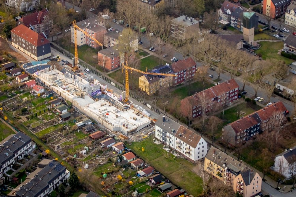 Luftbild Herne - Baustelle zum Neubau einer Mehrfamilienhaus-Wohnanlage des Wohnungsverein Herne eG in Herne im Bundesland Nordrhein-Westfalen, Deutschland