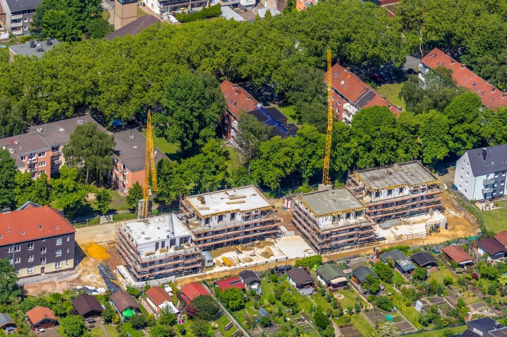 Luftbild Herne - Baustelle zum Neubau einer Mehrfamilienhaus-Wohnanlage des Wohnungsverein Herne eG in Herne im Bundesland Nordrhein-Westfalen, Deutschland