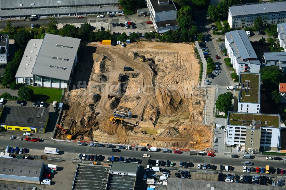 Luftbild Nürnberg - Baustelle zum Neubau einer Mehrfamilienhaus-Wohnanlage zwischen Zweigstraße und Fuggerstraße in Nürnberg im Bundesland Bayern, Deutschland