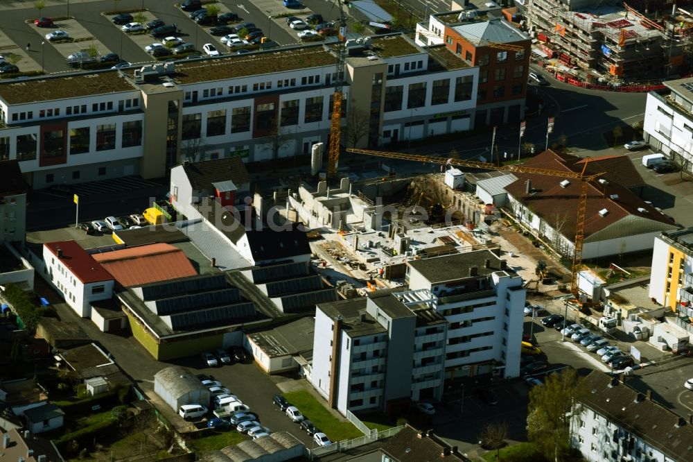 Luftaufnahme Aschaffenburg - Baustelle zum Neubau einer Mehrfamilienhaus-Wohnhauses Lange Straße in Aschaffenburg im Bundesland Bayern, Deutschland