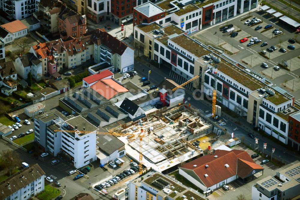 Luftbild Aschaffenburg - Baustelle zum Neubau einer Mehrfamilienhaus-Wohnhauses Lange Straße in Aschaffenburg im Bundesland Bayern, Deutschland