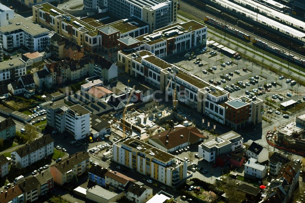 Luftaufnahme Aschaffenburg - Baustelle zum Neubau einer Mehrfamilienhaus-Wohnhauses Lange Straße in Aschaffenburg im Bundesland Bayern, Deutschland