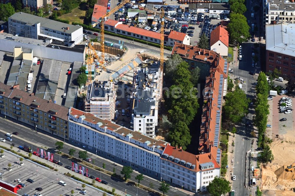 Luftbild Berlin - Baustelle zum Neubau einer Mehrfamilienhaus-Wohnhauses im Ortsteil Schöneberg in Berlin, Deutschland