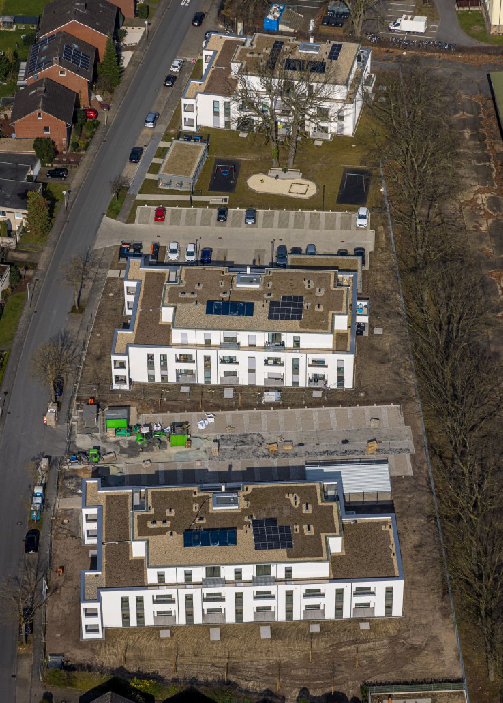 Hamm von oben - Baustelle zum Neubau von Mehrfamilienhäusern in Hamm im Bundesland Nordrhein-Westfalen, Deutschland