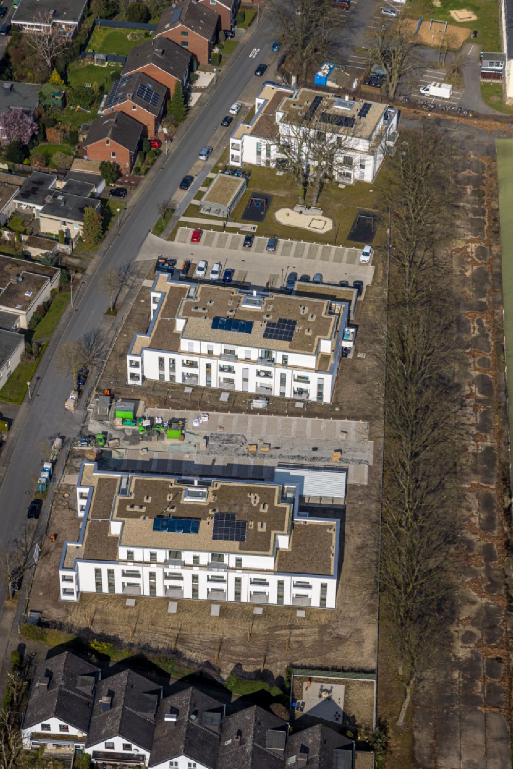 Hamm aus der Vogelperspektive: Baustelle zum Neubau von Mehrfamilienhäusern in Hamm im Bundesland Nordrhein-Westfalen, Deutschland