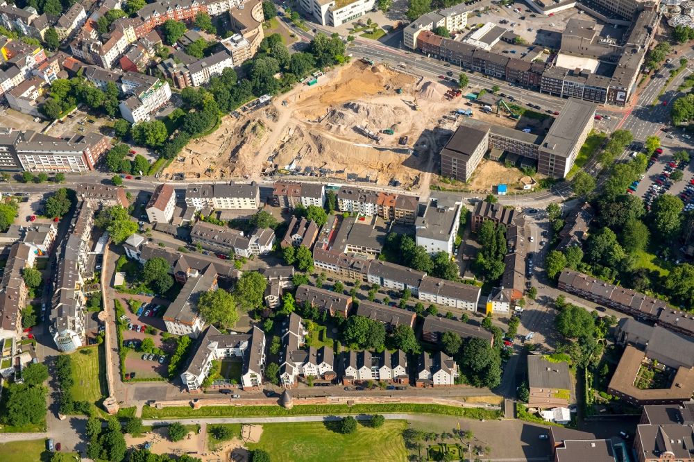 Luftaufnahme Duisburg - Baustelle zum Neubau des Mercator Quartiers in Duisburg im Bundesland Nordrhein-Westfalen