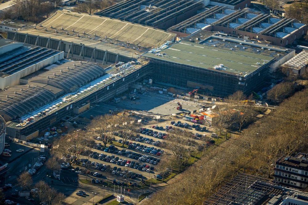 Luftaufnahme Dortmund - Baustelle zum Neubau des Messevorplatzes der Westfalenhallen Dortmund in Dortmund im Bundesland Nordrhein-Westfalen