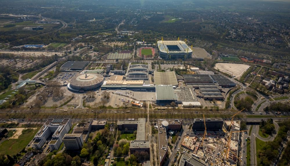 Luftbild Dortmund - Baustelle zum Neubau des Messevorplatzes der Westfalenhallen Dortmund in Dortmund im Bundesland Nordrhein-Westfalen