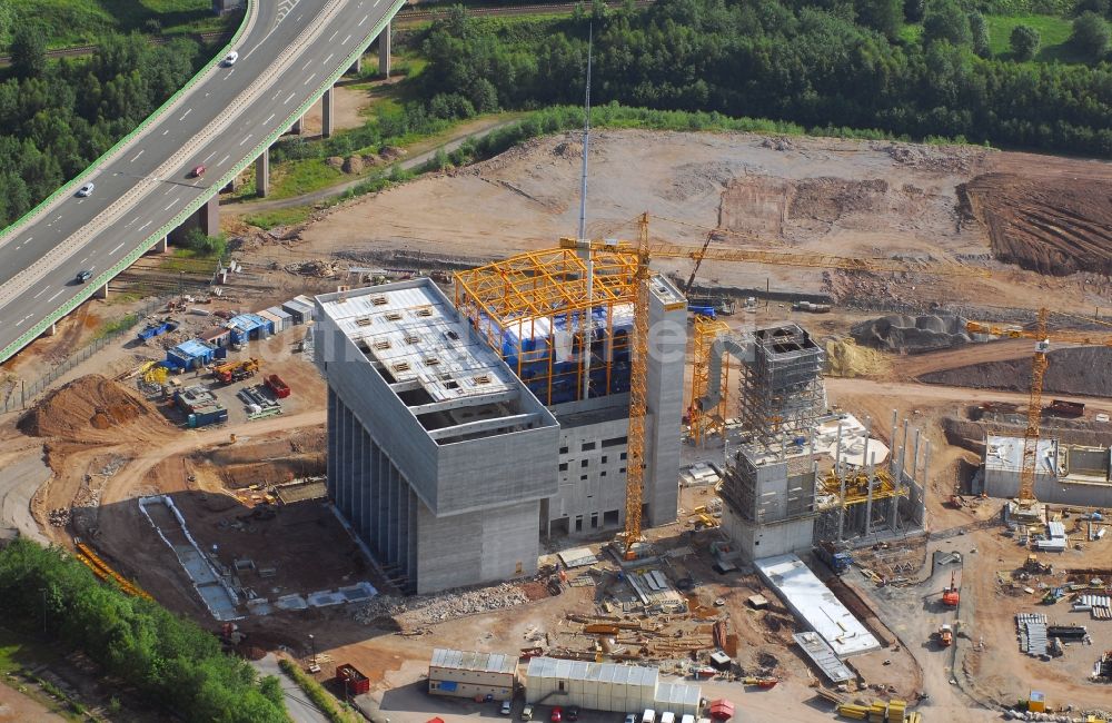 Luftbild Zella-Mehlis - Baustelle zum Neubau der Müllverbrennungsanlage Restabfallbehandlungsanlage in Zella-Mehlis im Bundesland Thüringen, Deutschland