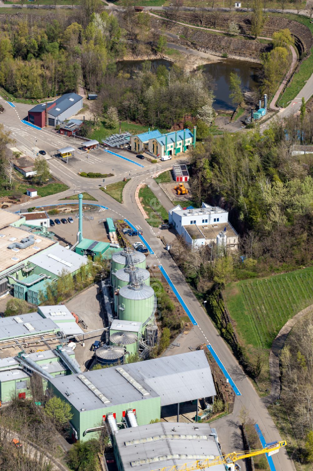 Ringsheim von oben - Baustelle zum Neubau der Müllverbrennungsanlage der ZAK in Ringsheim im Bundesland Baden-Württemberg, Deutschland
