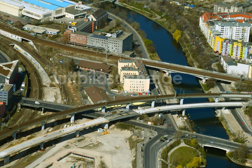Luftbild Berlin - Baustelle zum Neubau der Nordring- Anbindung S21 der S-Bahn in Berlin