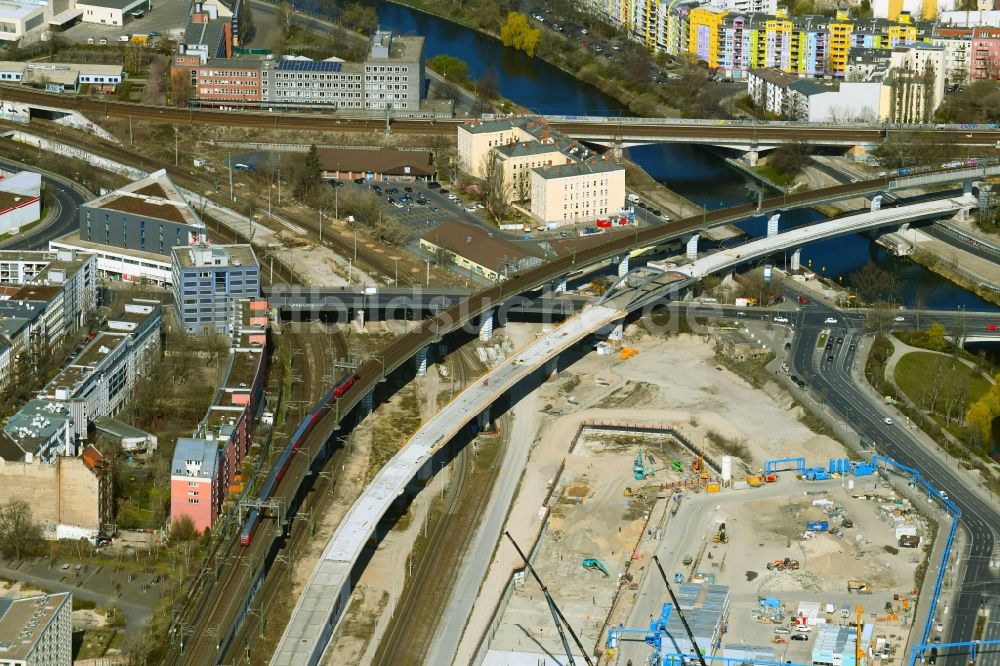 Berlin aus der Vogelperspektive: Baustelle zum Neubau der Nordring- Anbindung S21 der S-Bahn in Berlin