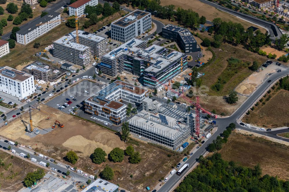 Luftbild Würzburg - Baustelle zum Neubau des Parkhauses am Büro- und Geschäftshaus Skyline Hill in Würzburg im Bundesland Bayern, Deutschland