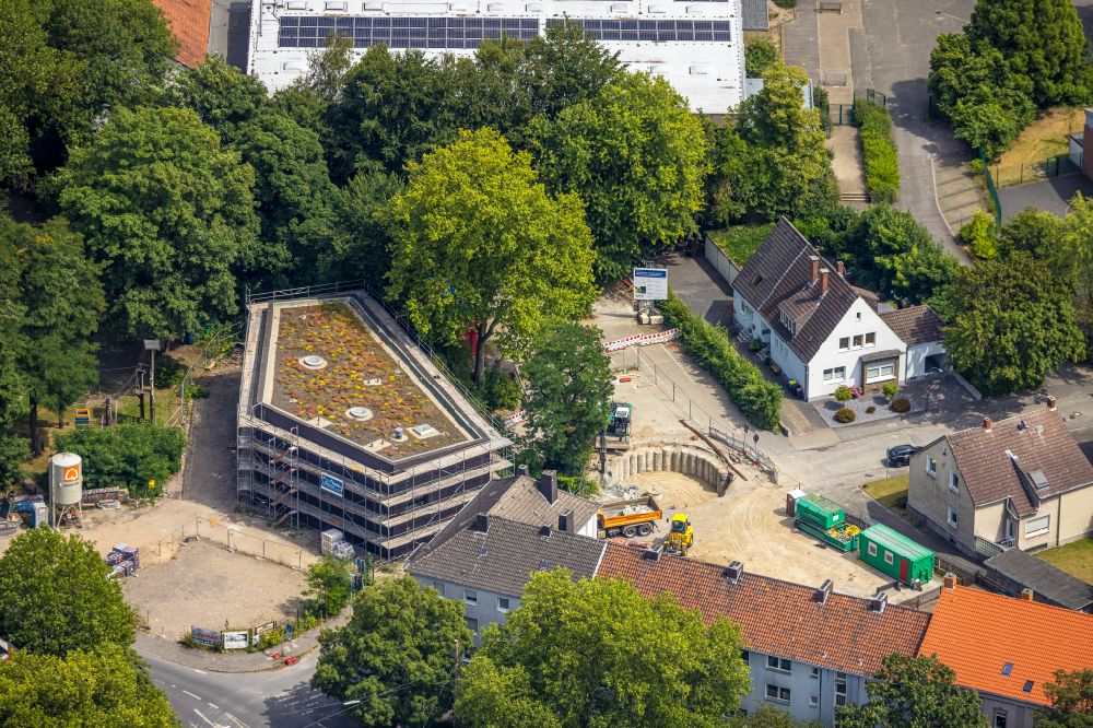 Luftaufnahme Castrop-Rauxel - Baustelle zum Neubau des Parkhauses in Castrop-Rauxel im Bundesland Nordrhein-Westfalen, Deutschland