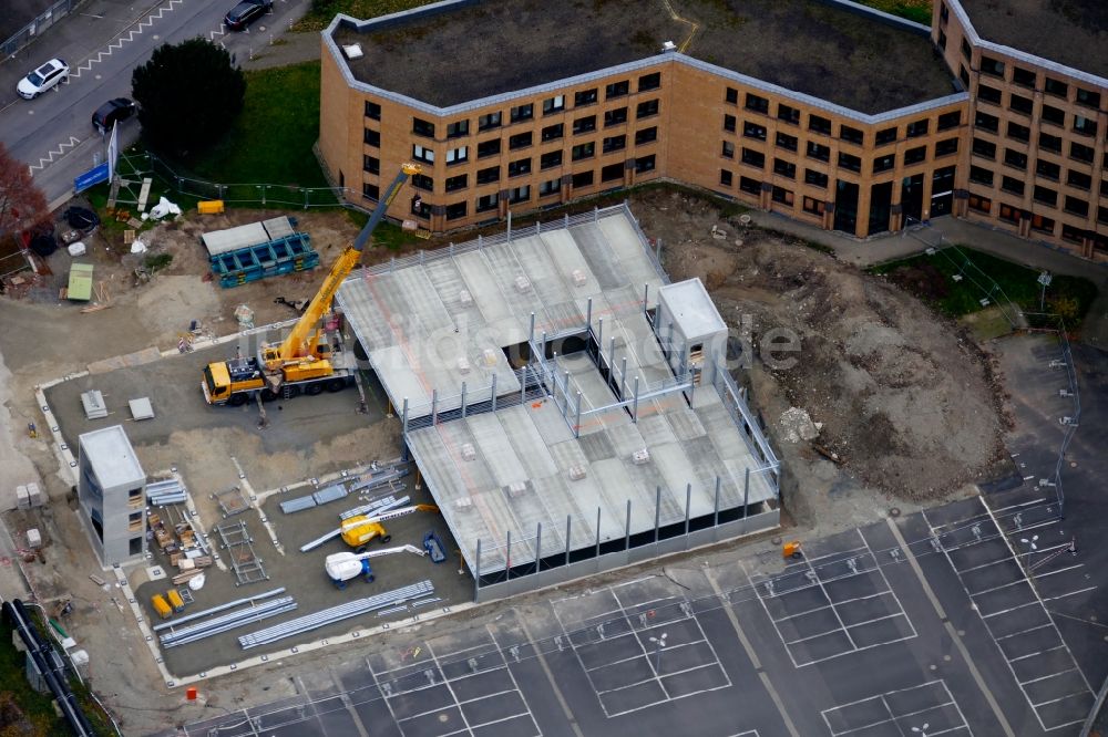 Luftaufnahme Göttingen - Baustelle zum Neubau des Parkhauses des Finanzamtes in Göttingen im Bundesland Niedersachsen, Deutschland