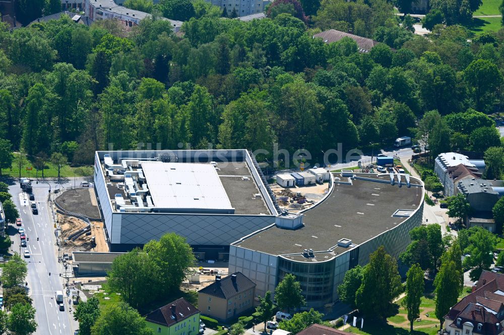 Luftbild Bernau - Baustelle zum Neubau des Parkhauses und Mehrzweckhalle am Ladeburger Dreieck in Bernau im Bundesland Brandenburg, Deutschland