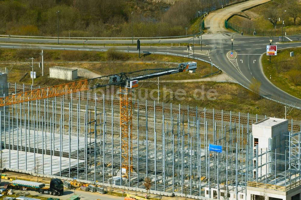 Luftaufnahme Schönefeld - Baustelle zum Neubau des Parkhauses Northgate in Schönefeld im Bundesland Brandenburg, Deutschland