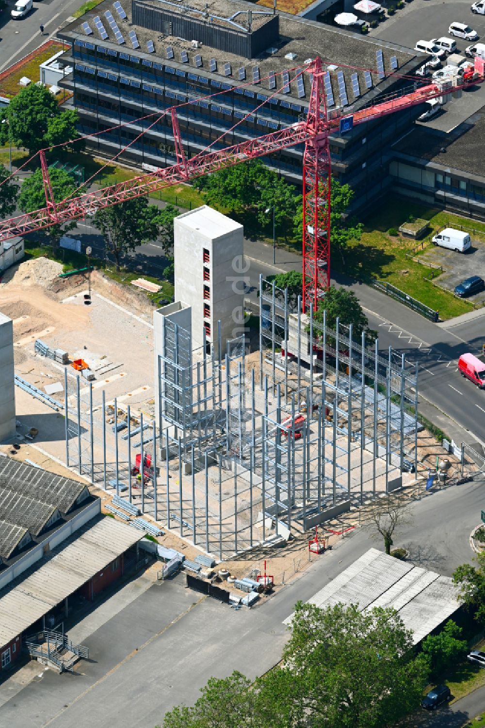 Aschaffenburg von oben - Baustelle zum Neubau des Parkhauses im Ortsteil Innenstadt in Aschaffenburg im Bundesland Bayern, Deutschland