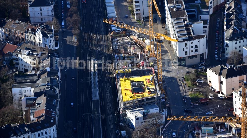 Luftbild Bonn - Baustelle zum Neubau des Parkhauses an der Rabinstraße im Ortsteil Zentrum in Bonn im Bundesland Nordrhein-Westfalen, Deutschland