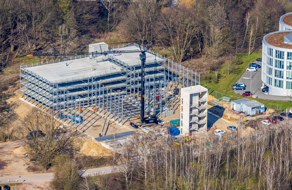 Luftaufnahme Witten - Baustelle zum Neubau des Parkhauses der Uni an der Alfred-Herrhausen-Straße in Witten im Bundesland Nordrhein-Westfalen, Deutschland