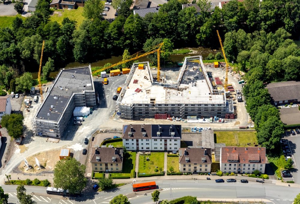 Luftbild Arnsberg - Baustelle zum Neubau eines Pflegezentrums in Arnsberg im Bundesland Nordrhein-Westfalen, Deutschland