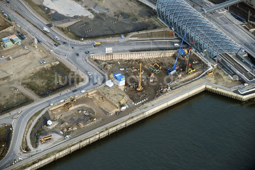 Luftaufnahme Hamburg - Baustelle zum Neubau des Präventionszentrum von BGW und VBG im Ortsteil HafenCity in Hamburg, Deutschland